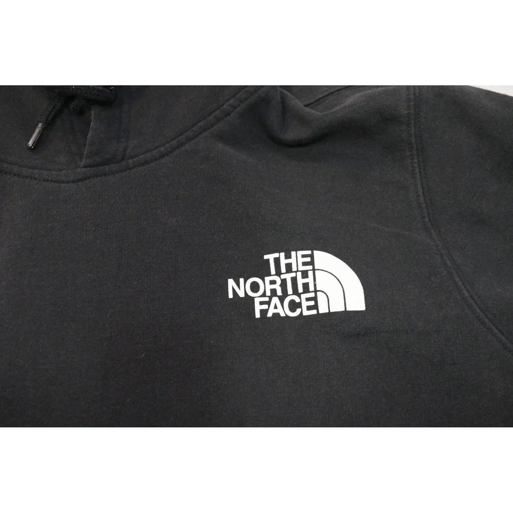 The North Face Hoodie Mens Medium Black Pullover Graphic Logo Fleece Excellent